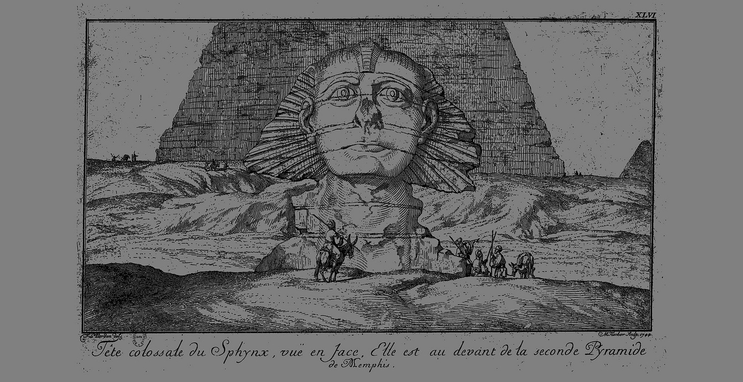 Sphinx head, nose missing Sphinx head, nose missing
