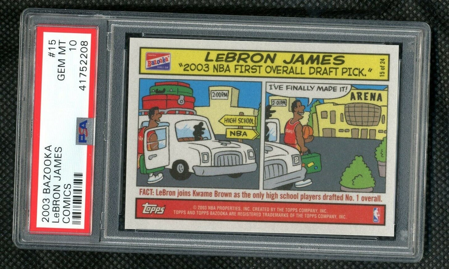 Image 1 - 2003-Bazooka-Comics-LeBron-James-ROOKIE-RC-15-PSA-10
