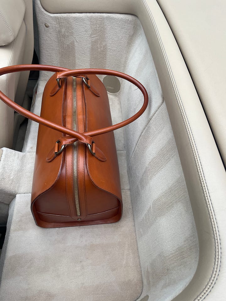 Jonathan Ward icon leather weekend bag.