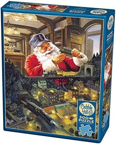 Puzzle box with artwork of Santa Claus with a train set