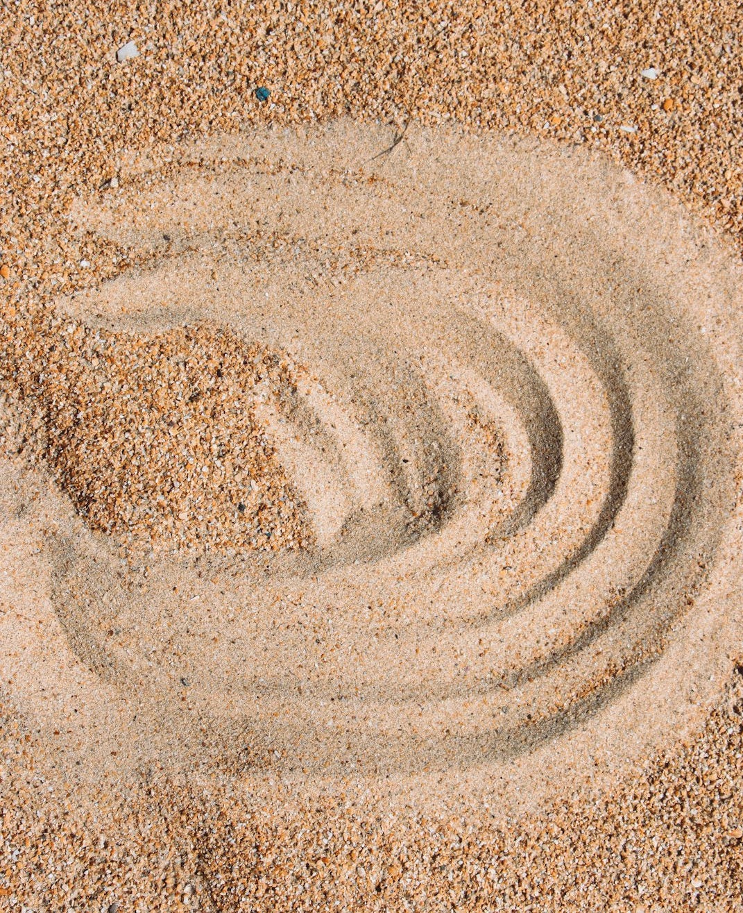 A circle made out of sand on a beach