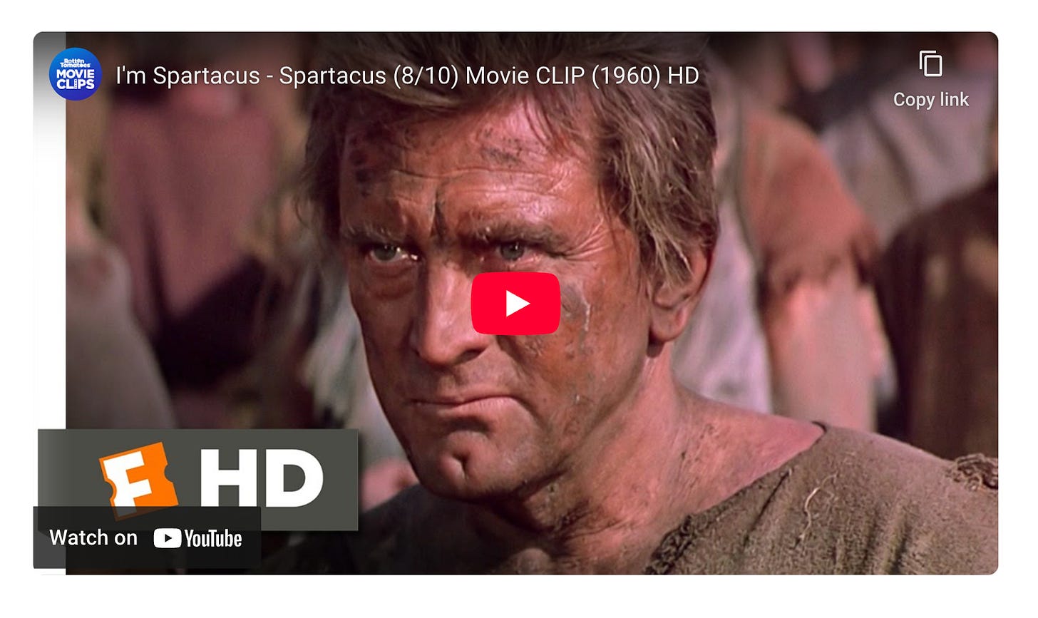 Screenshot of a Youtube movie clip of the film SPARTACUS