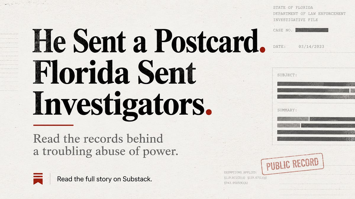 Florida Elected CFO Sent Four Armed Agents to a 77-Year-Old Veteran Over a Postcard