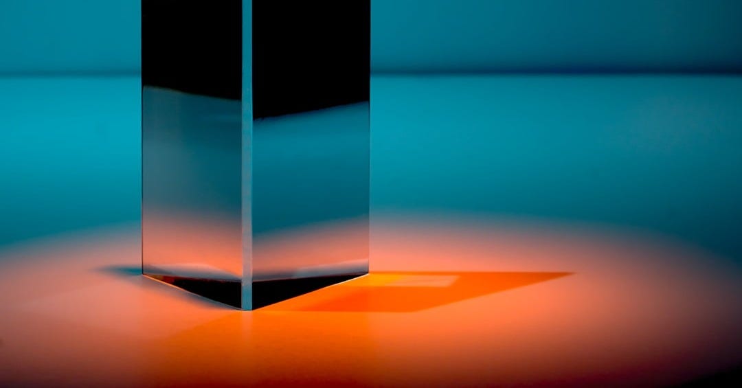 white and blue triangle illustration