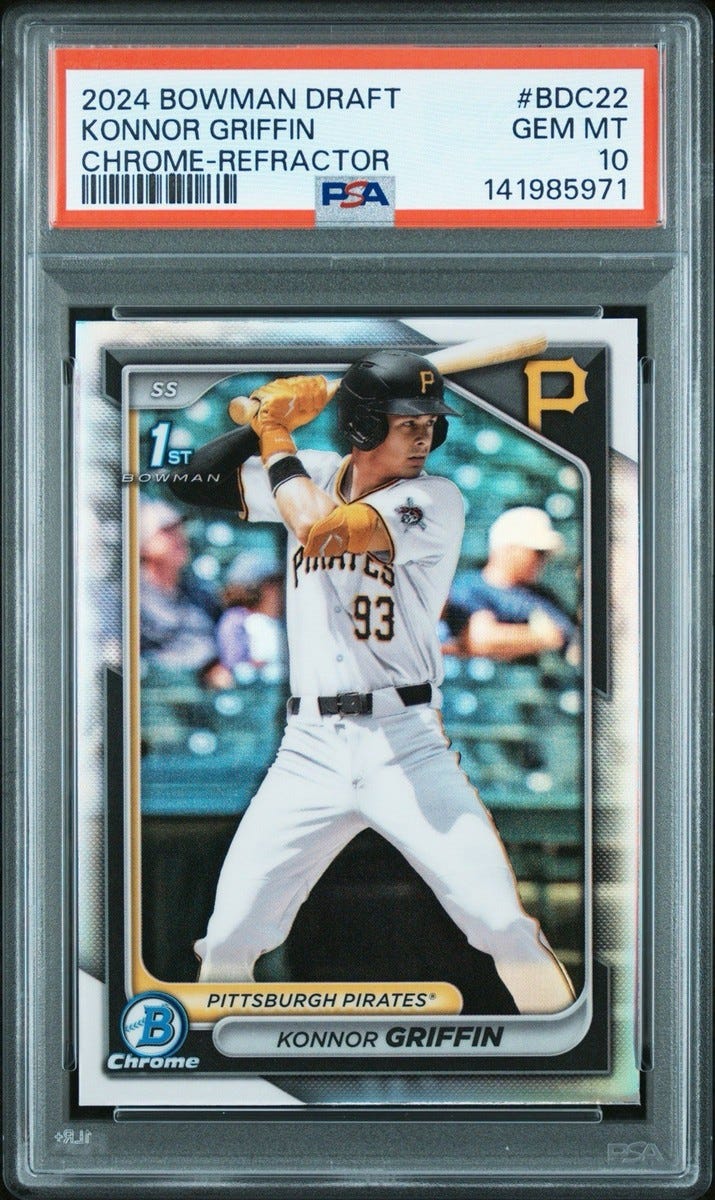 KONNOR GRIFFIN 2024 1st Bowman Draft Chrome RC #BDC-22 REFRACTOR PSA 10
