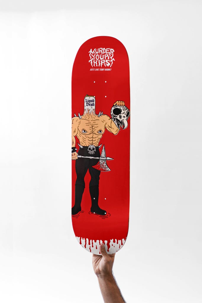 tony hawk liquid death skateboard