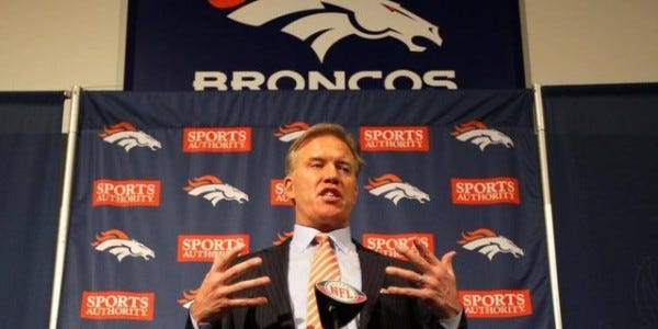 john elway general manager denver broncos working with peyton manning 2015 nfl