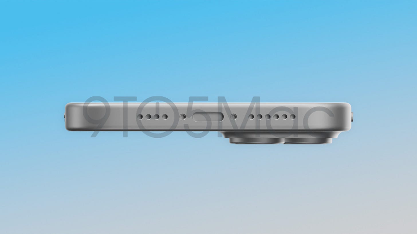 A render showing the bottom edge, with USB-C port visible and physical buttons poking out from the sides A render showing the bottom edge, with USB-C port visible and physical buttons poking out from the sides