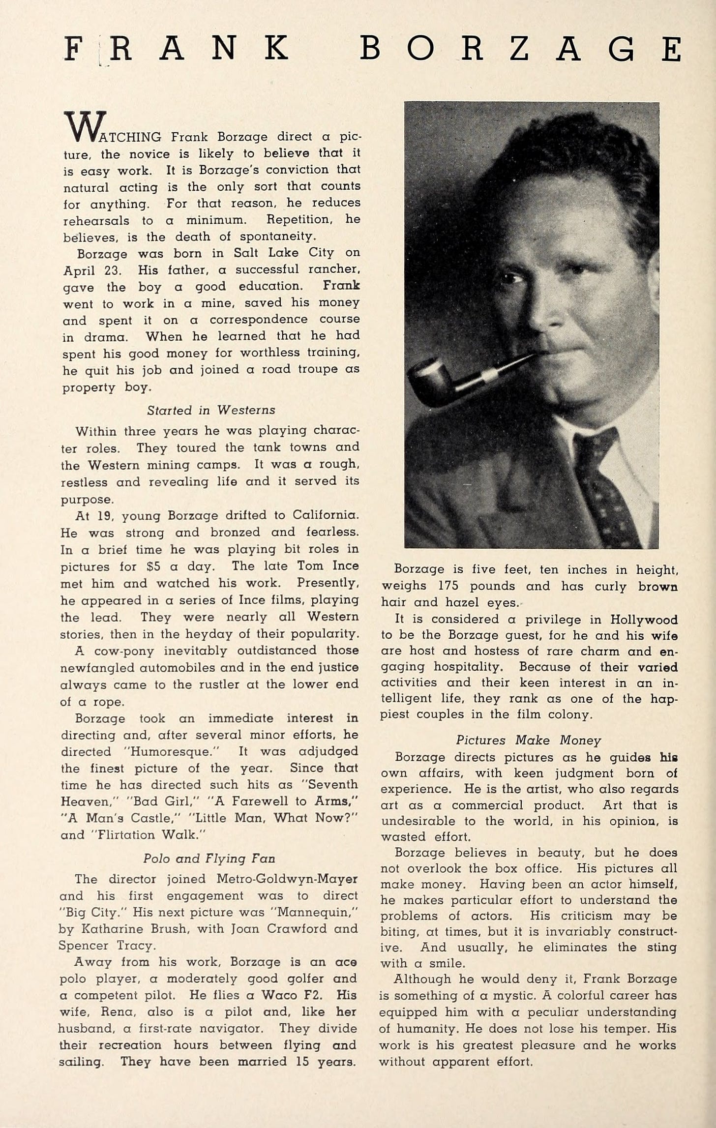 Frank Borzage (Who’s Who at MGM, 1937) | www.vintoz.com