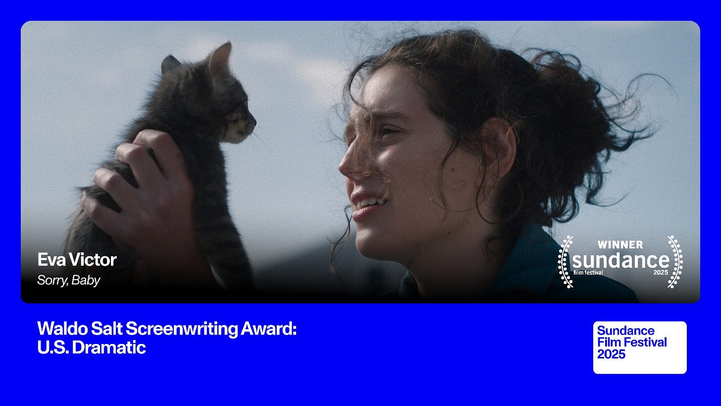 Sundance Film Festival on X: "🏆 The Waldo Salt Screenwriting Award: U.S.  Dramatic goes to Eva Victor (@evavictor) for “Sorry, Baby.”  https://t.co/EWp99greBB" / X