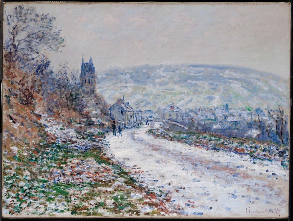 Claude Monet, Entrance to the Village of Vétheuil in Winter, 1879.