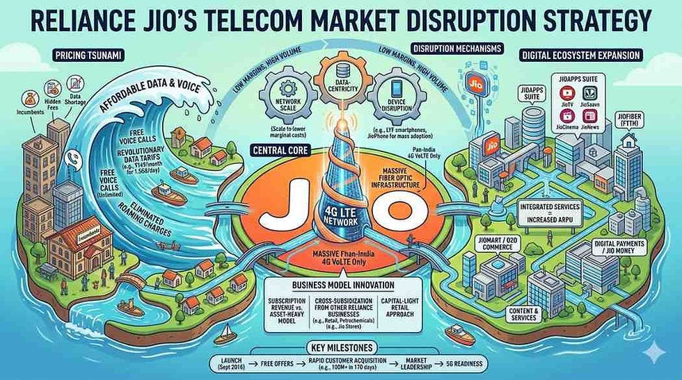Reliance Jio's Telecom Market Disruption Strategy: How a Zero-Price Launch  Rewired India's Digital Economy