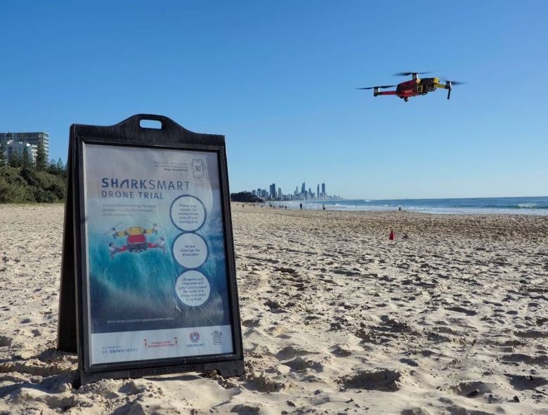 Drones track sharks off GC beaches