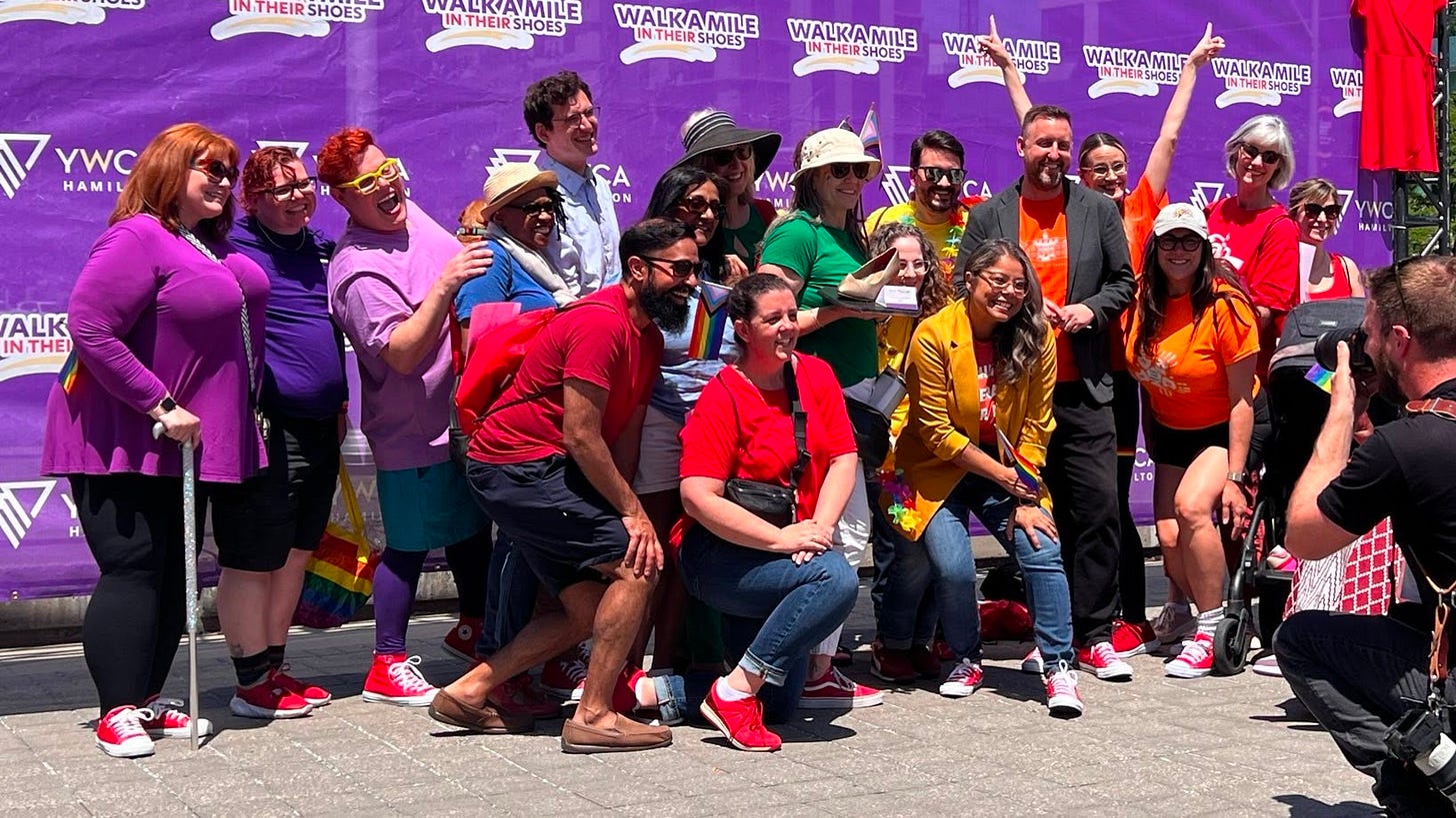 Team Bear participating in Walk a Mile in Their Shoes on June 12, 2024 - Team Bear was led by Chris Farias and included Councillors Cameron Kroetsch, Nrinder Nann, and Alex Wilson Team Bear participating in Walk a Mile in Their Shoes on June 12, 2024 - Team Bear was led by Chris Farias and included Councillors Cameron Kroetsch, Nrinder Nann, and Alex Wilson