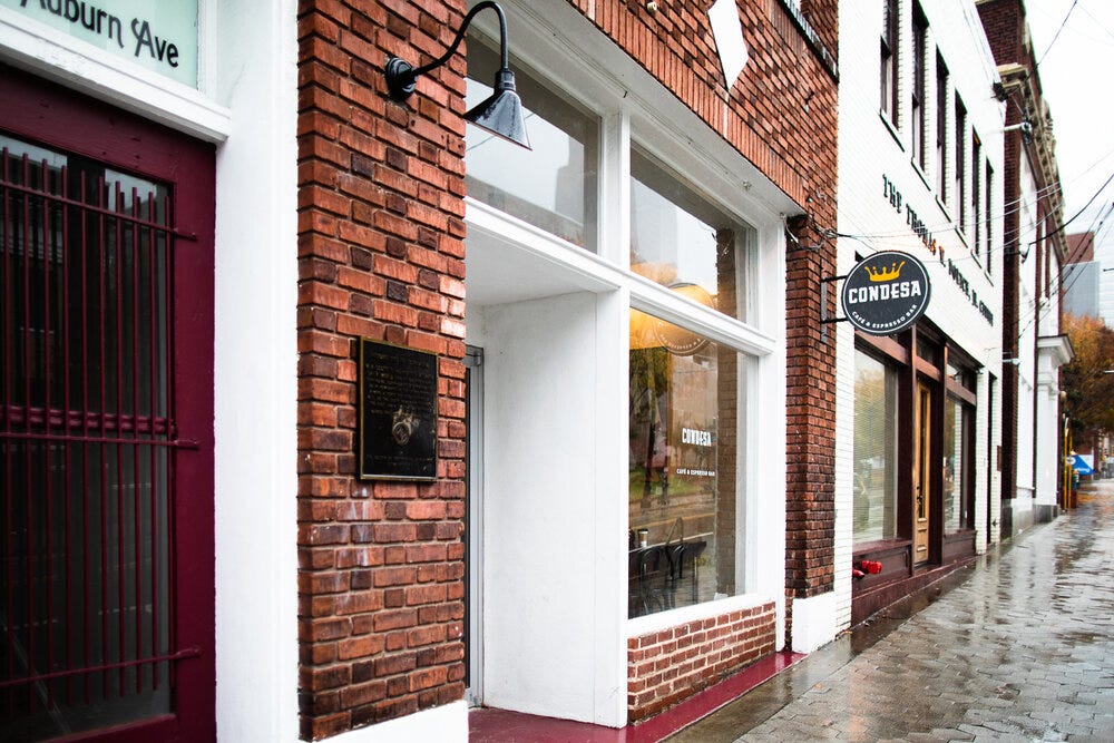 The Sweet Auburn neighborhood in Atlanta. Refuge Coffee Co. will occupy the space previously taken up by Condesa Coffee.