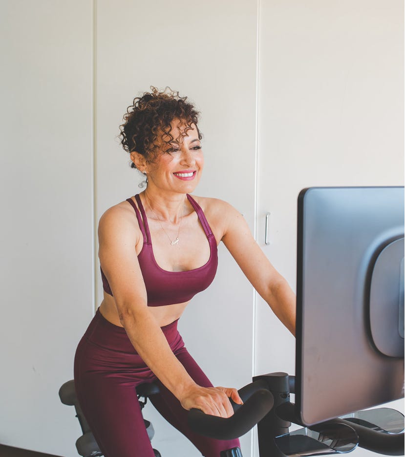 Chef Mareya working out on a peleton