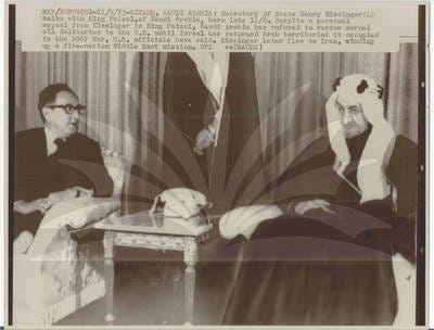 Henry Kissinger with King Faisal of Saudi Arabia" Henry Kissinger with King Faisal of Saudi Arabia"