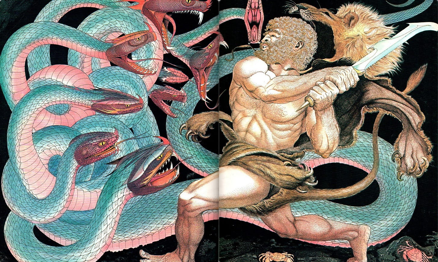 Vraie fiction: Heracles against the Hydra