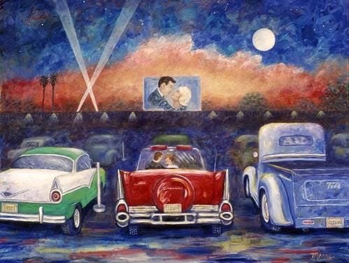 Drive-in Movie Theater Print By Linda Mears | Drive in movie ...