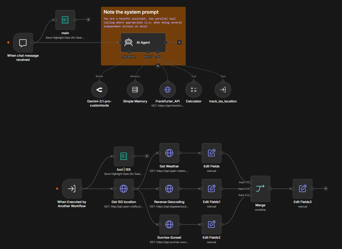n8n AI Agent with parallel API calls