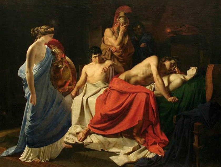 achilles mourning patroclus painting by nikolai Ge