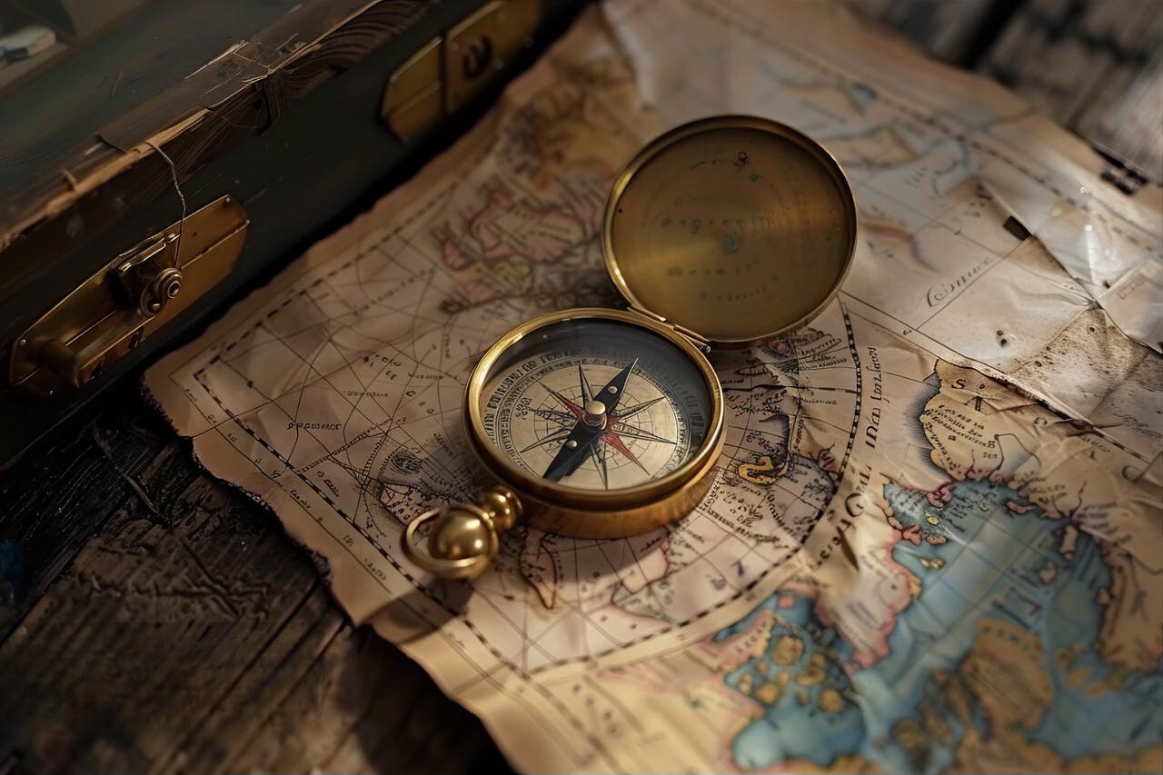 a compass and a map a compass and a map