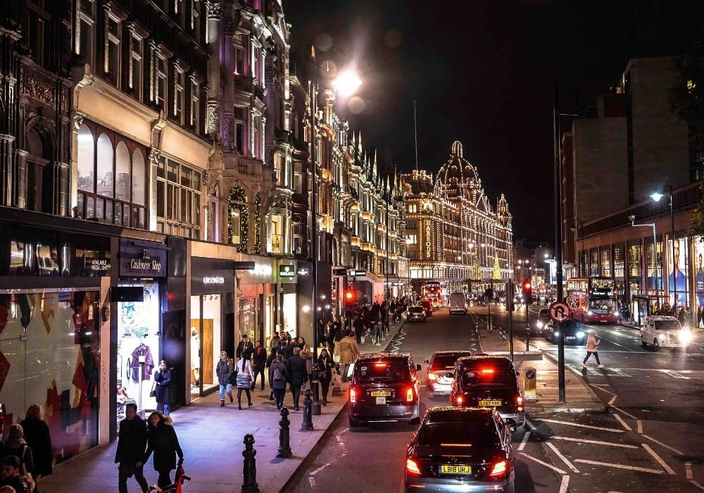 Holiday lights by Harrods in London Holiday lights by Harrods in London