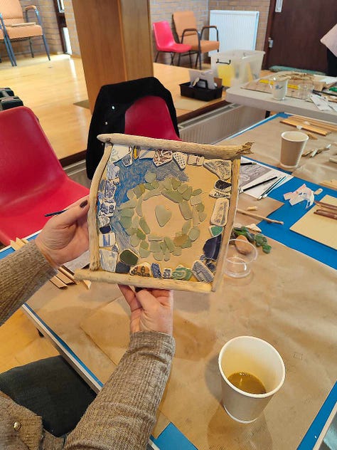 Driftwood panel creations by Buckhaven Arts & crafts club members
