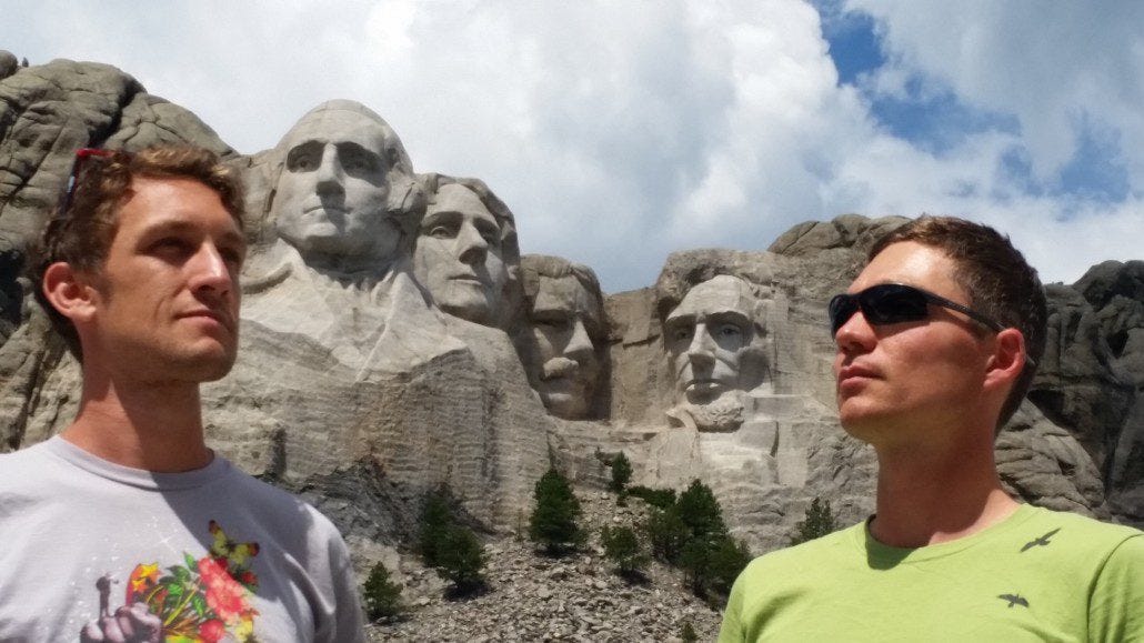 One more of Mt. Rushmore. My friend Loren happened to be coming through the Black Hills while driving from San Francisco to Boston. So C and I jumped on board for a tour of the Rushmore area in a *gasp* CAR. Given all the motorcycles out that day, it was the right call! And super fun to hang with a friend along our trip. One more of Mt. Rushmore. My friend Loren happened to be coming through the Black Hills while driving from San Francisco to Boston. So C and I jumped on board for a tour of the Rushmore area in a *gasp* CAR. Given all the motorcycles out that day, it was the right call! And super fun to hang with a friend along our trip.