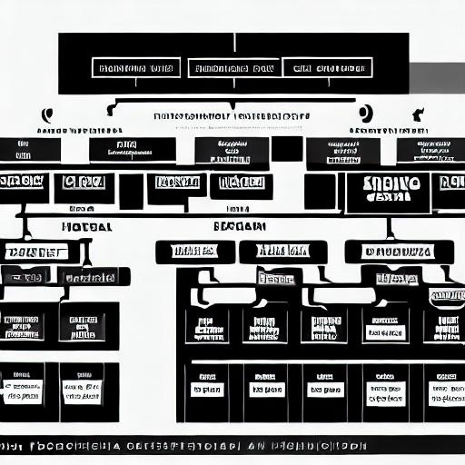 A vaguely org-chart-shaped object with illegible text and no clear structure