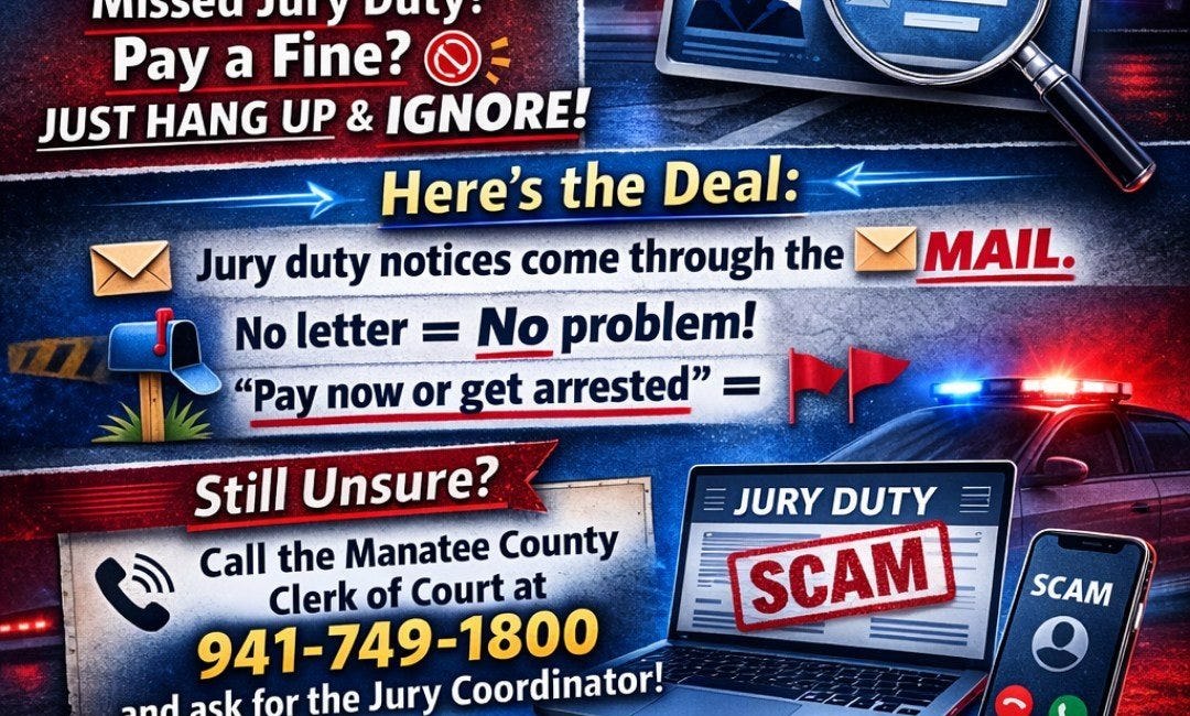 Jury Duty Scam Resurfaces in Manatee County, Officials Urge Residents to Ignore Fraudulent Calls