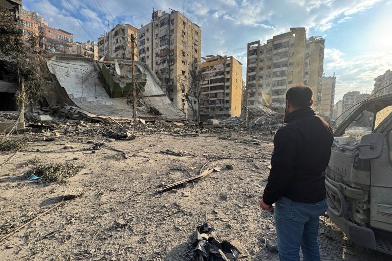 Aftermath of an Israeli strike on Beirut's southern suburbs