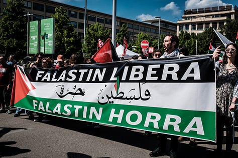 Demonstrating against the Gaza war at Italy's biggest book fair.