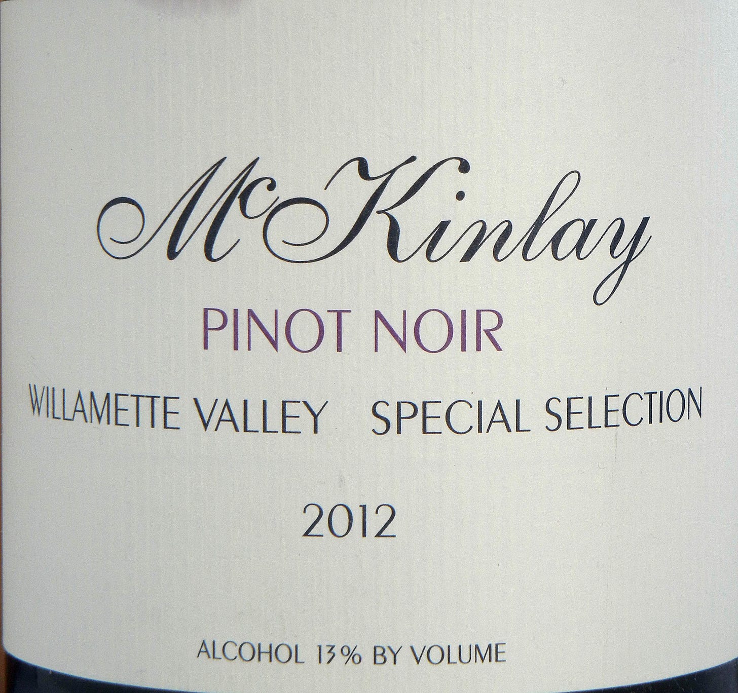McKinlay Willamette Valley Pinot Noir 2012 Label - BC Pinot Noir Tasting Review 19 
