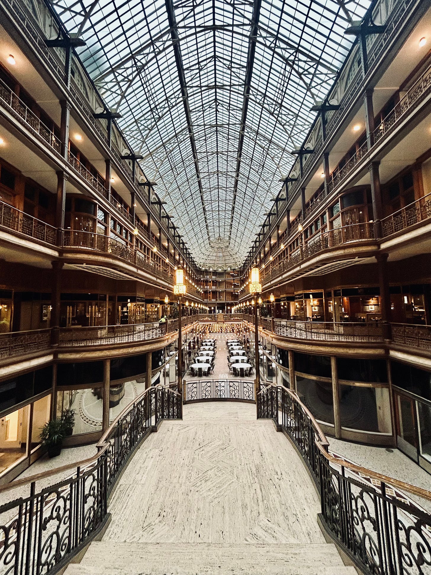 interior, tables, chairs, stairs, balconies, glass interior, tables, chairs, stairs, balconies, glass