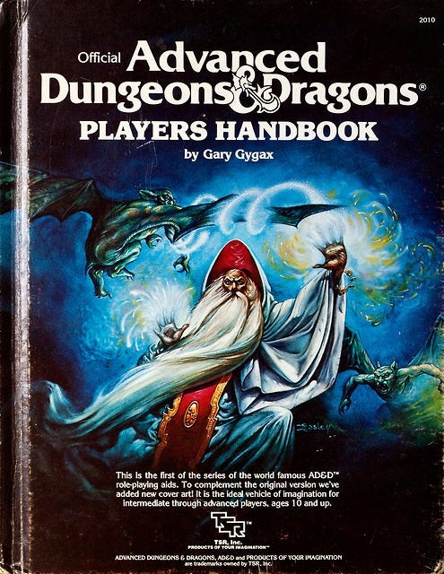 Taking a light week to tackle the orange spine reprints of the original Advanced  Dungeons & Dragons rulebooks (I covered most of... – @vintagerpg on Tumblr