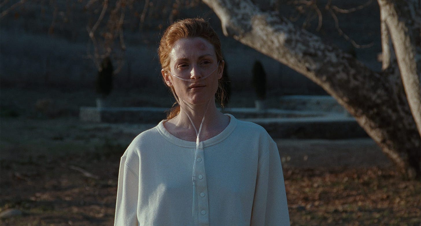Safe | Still features Julianne Moore as Carol White with nasal tubes inserted.