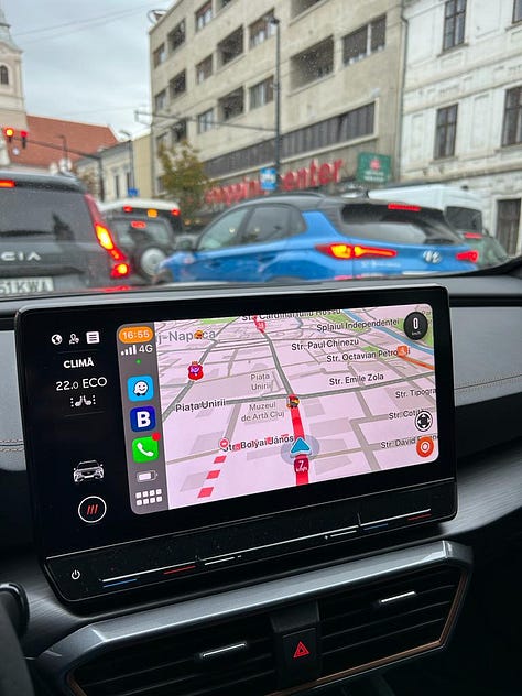 Ruta mașinii din centru până în cartierul Mănăștur. cursă alergător - mașină