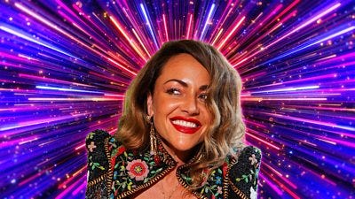 Headshot of Jamie Winstone in front of branding for Strictly Come Dancing 2026 - a background of glittering pink, purple and gold beams of light. Headshot of Jamie Winstone in front of branding for Strictly Come Dancing 2026 - a background of glittering pink, purple and gold beams of light.