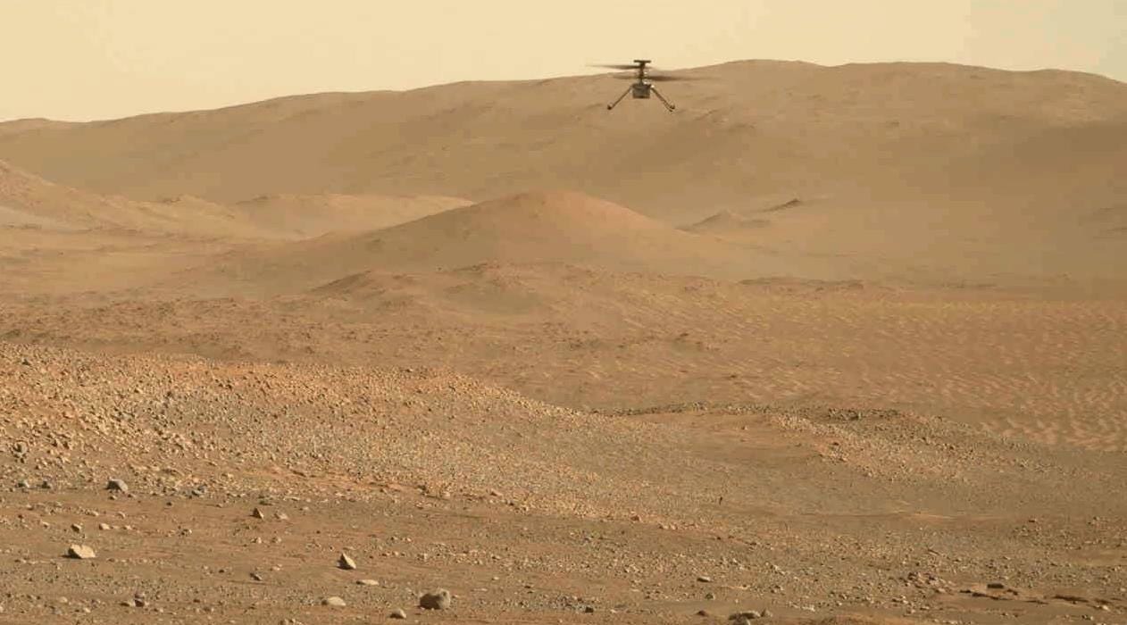 NASA's Perseverance rover filmed the Ingenuity helicopter during its 54th flight.