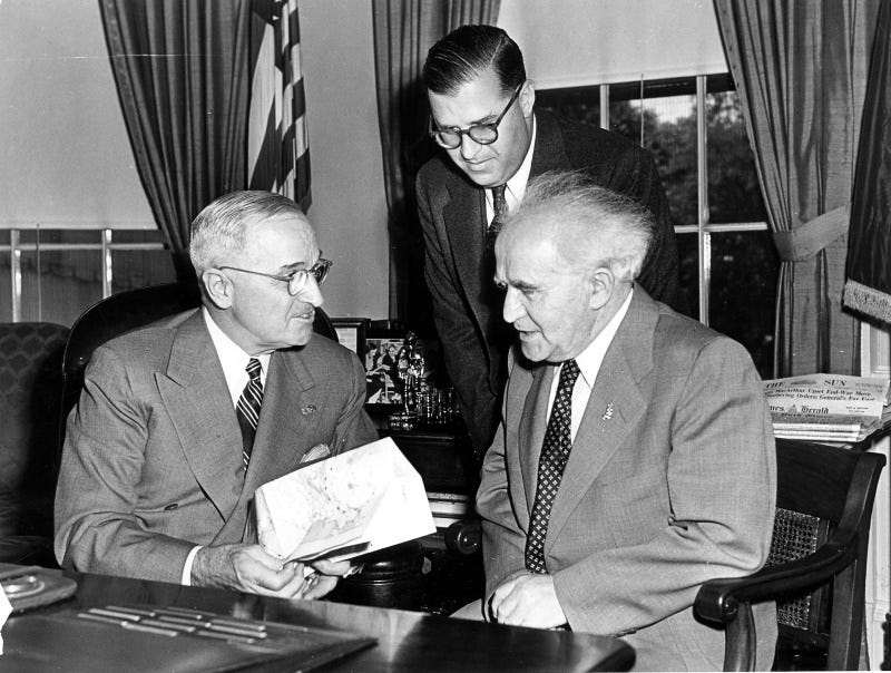 President Truman receiving gifts David Ben-Gurion and Abba Eban | Harry S.  Truman