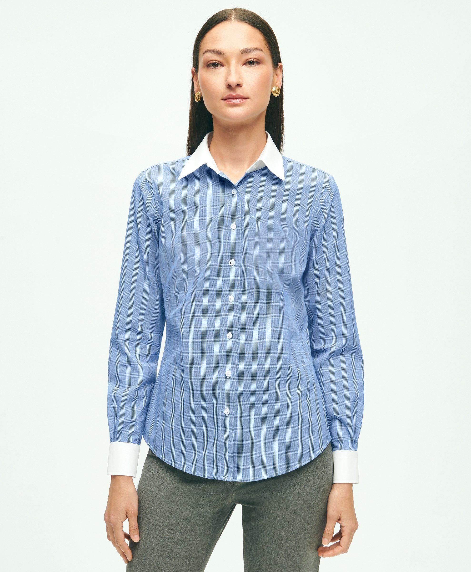 slim fit dress slacks Blue & White Striped Non-Iron Dress Shirt | The Pearl River main image 0