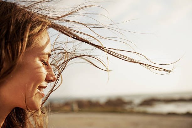Enjoying the fresh sea air Cropped view of a young woman with the wind in her hair Freedom stock pictures, royalty-free photos & images