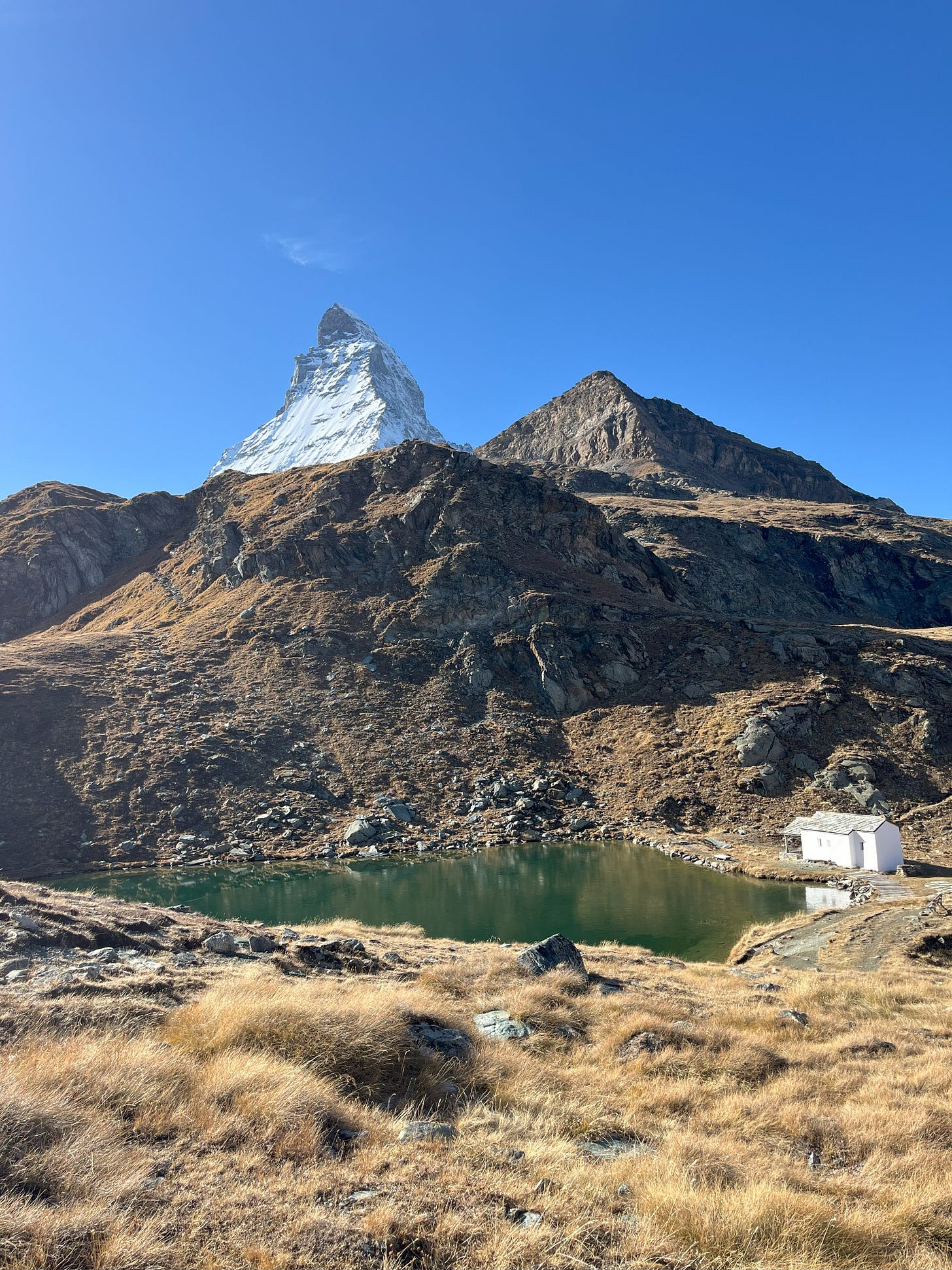 Schwarzee under the Matterhorn on a summer's day