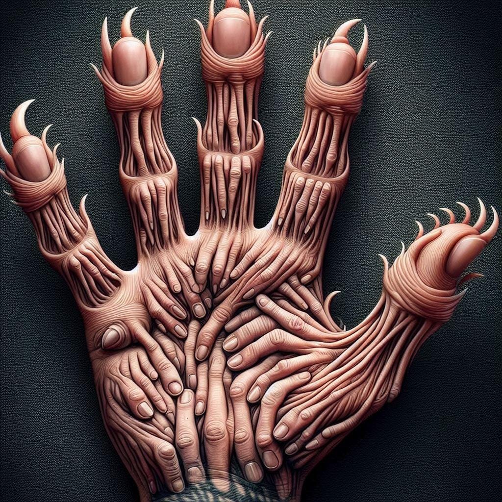 Why is AI so bad at doing hands? : r/weirddalle