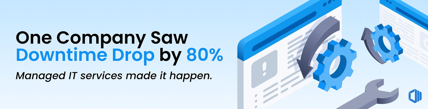 Banner showing a message about reducing downtime by 80% with managed IT services