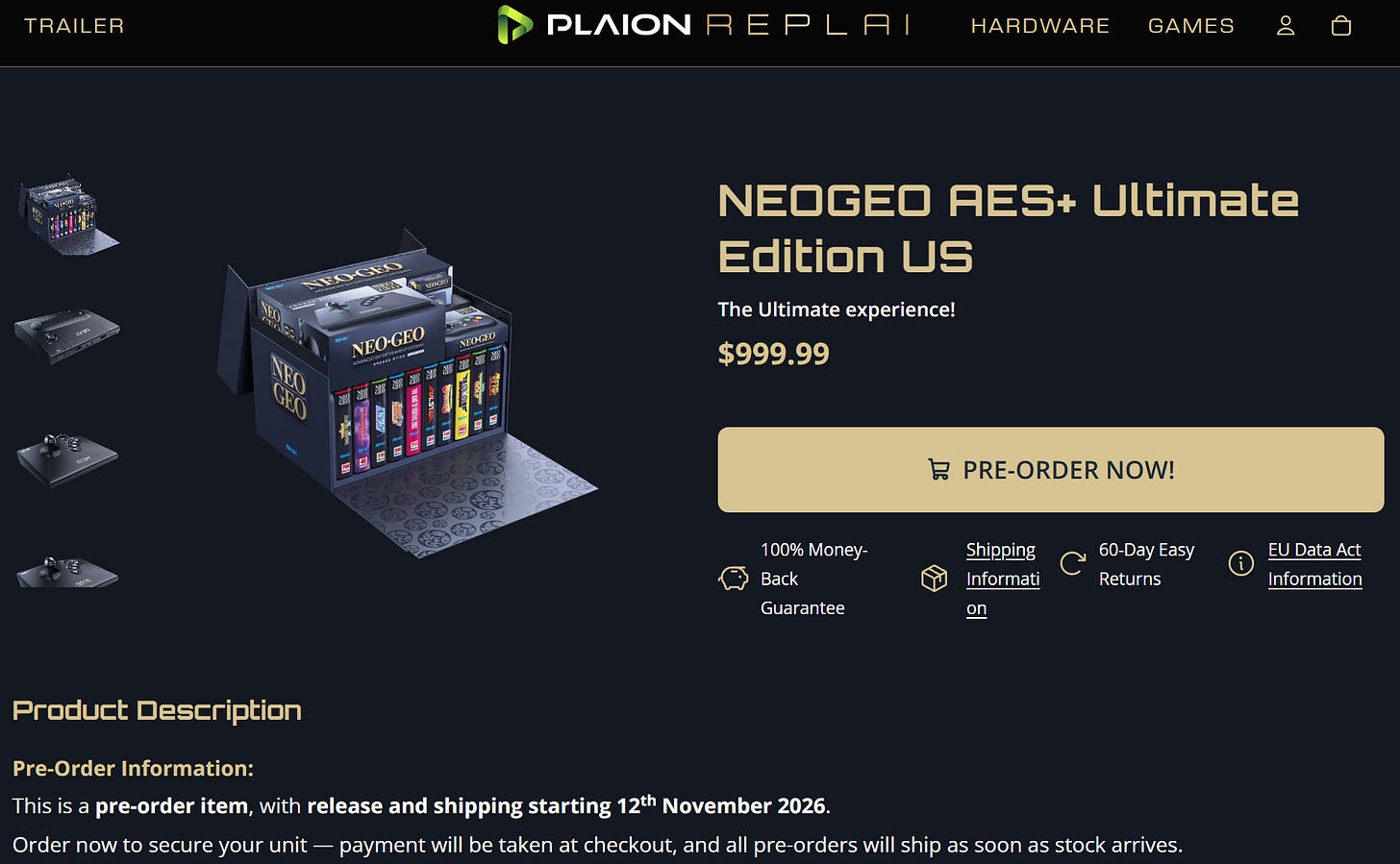 NEOGEO AES+ Ultimate Edition where to buy