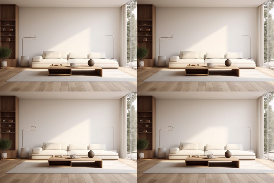 4-image Midjourney grid with the painting removed