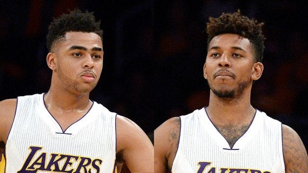 los angeles lakers backing d'angelo russell video feud with nick young 2016 images los angeles lakers backing d'angelo russell video feud with nick young 2016 images