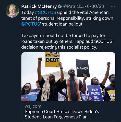 Collection of Posts by Rep. Patrick McHenry on X/Twitter